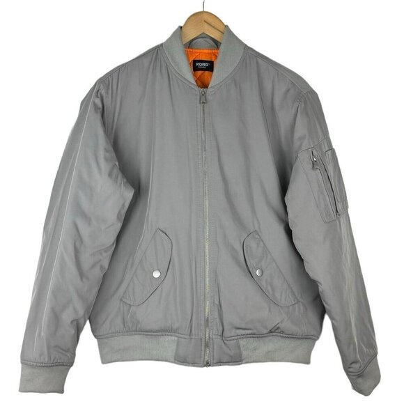 RQRD Men's Grey Quilted Orange Lined Pilot Flight Bomber Jacket US S - Picture 3 of 11